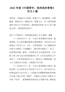2022年度《中国青年：我和我的青春》作文5篇
