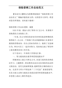 保险营销工作总结范文