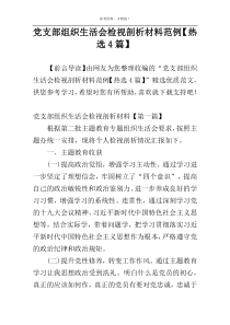 党支部组织生活会检视剖析材料范例【热选4篇】