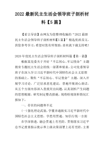 2022最新民主生活会领导班子剖析材料【5篇】