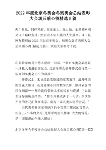 2022年度北京冬奥会冬残奥会总结表彰大会观后感心得精选5篇