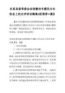 在某县委常委会巡视整改专题民主生活会上的点评讲话稿集合【推荐4篇】