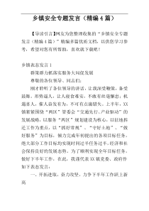 乡镇安全专题发言（精编4篇）