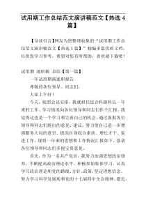 试用期工作总结范文演讲稿范文【热选4篇】