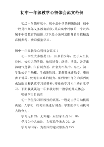 初中一年级教学心得体会范文范例