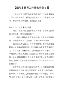 【通用】体育工作计划样例4篇