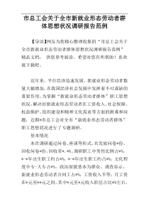 市总工会关于全市新就业形态劳动者群体思想状况调研报告范例