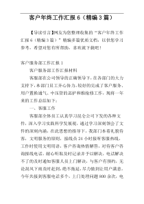 客户年终工作汇报6（精编3篇）