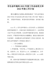 市生态环境局2022年度工作总结范文和2022年度工作计划