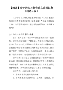 【精品】会计的实习报告范文范例汇集（精选4篇）