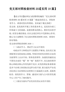 党支部对照检查材料202【实用10篇】