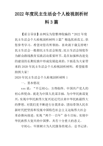 2022年度民主生活会个人检视剖析材料3篇