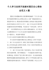 个人学习改革开放新时期历史心得体会范文4篇