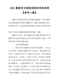 2022最新党支部检视剖析材料范例【参考4篇】