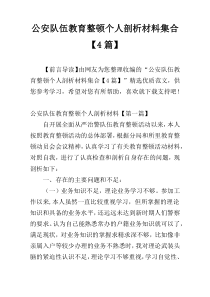 公安队伍教育整顿个人剖析材料集合【4篇】