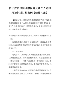 班子成员巡视巡察问题反馈个人对照检视剖析材料范例【精编4篇】