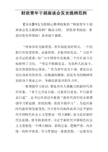 财政青年干部座谈会发言提纲范例