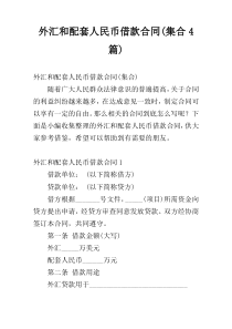 外汇和配套人民币借款合同(集合4篇)