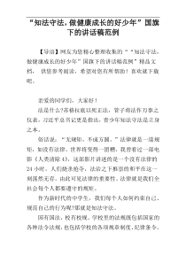 “知法守法，做健康成长的好少年”国旗下的讲话稿范例