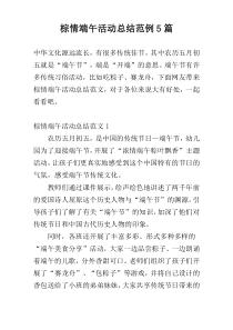 棕情端午活动总结范例5篇