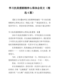 学习抗美援朝精神心得体会范文（精选4篇）