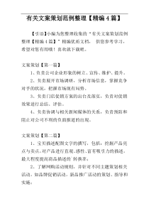 有关文案策划范例整理【精编4篇】