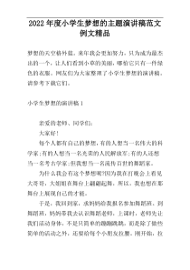 2022年度小学生梦想的主题演讲稿范文例文精品