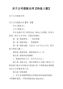 关于公司借款合同【热选5篇】