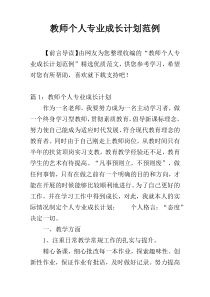 教师个人专业成长计划范例