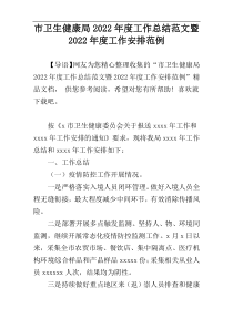 市卫生健康局2022年度工作总结范文暨2022年度工作安排范例_1