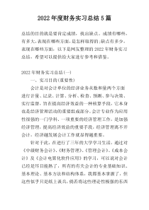 2022年度财务实习总结5篇