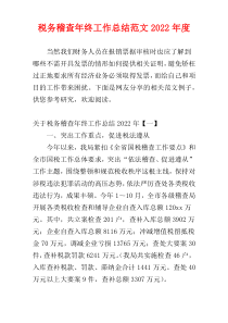 税务稽查年终工作总结范文2022年度