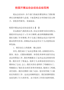 校园开展运动会活动总结范例