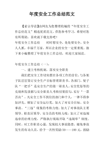 年度安全工作总结范文