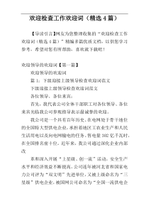 欢迎检查工作欢迎词（精选4篇）