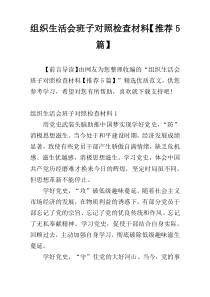 组织生活会班子对照检查材料【推荐5篇】