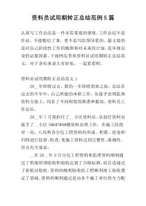 资料员试用期转正总结范例5篇