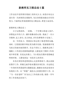 新教师见习期总结5篇