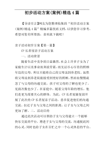 初步活动方案(案例)精选4篇