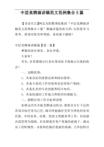 中层竞聘演讲稿范文范例集合5篇
