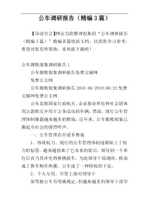 公车调研报告（精编3篇）