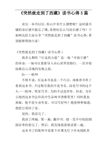 《突然就走到了西藏》读书心得5篇