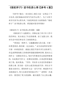 《骆驼祥子》读书收获心得【参考4篇】