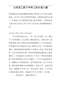 公司员工的下半年工作计划5篇