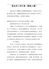 营业员工作汇报（精选4篇）