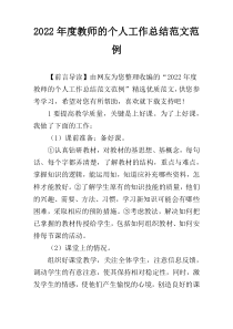 2022年度教师的个人工作总结范文范例