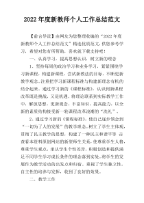 2022年度新教师个人工作总结范文
