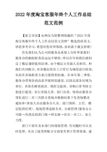 2022年度淘宝客服年终个人工作总结范文范例