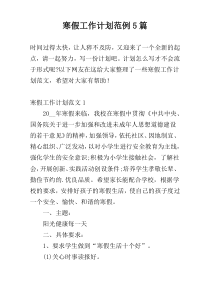 寒假工作计划范例5篇