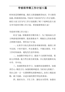 学前班学期工作计划5篇
